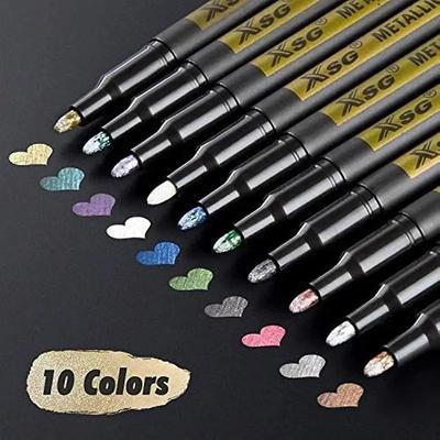 10 Vibrant Colors Metallic Markers - Perfect for Rock Painting DIY Photo Albums Scrapbook Crafts and More!