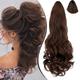 Ponytail Extension Claw 18 Curly Wavy Clip in Hairpiece Ponytail Hair Extensions Long Pony Tail Synthetic for Women Ash blonde mix Ginger Brown