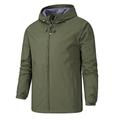 Men's Raincoat Hoodied Jacket Hiking Jacket Windcheater Jacket Sports Outdoor Camping Hiking Waterproof Windproof Spring Autumn / Fall Solid Color Black Army Green Red Dark Navy Blue Jacket