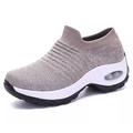 Women's Sneakers Plus Size Flyknit Shoes Outdoor Daily Color Block Summer Flat Heel Round Toe Sporty Casual Running Walking Tissage Volant Loafer Black And White Blue Grey Black gray