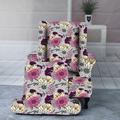 Wing Chair Slipcovers Stretch Spandex Wingback Chair Covers 2 Pcs Set ,Sofa Slipcover Floral Printed Wingback Armchair Slipcovers Furniture Protector Couch Soft with Elastic Bottom