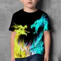 Kids Boys' Fire Dragon T shirt Tee Short Sleeve Dragon 3D Print Graphic Flame Animal Blue Yellow Red Children Tops Summer Active Novelty Streetwear Easter 3-12 Years