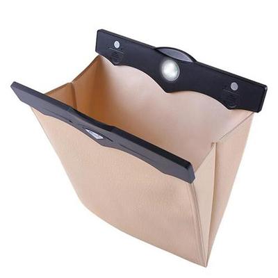 Collapsible Car Trash Can with LED Light - Leakproof, Hanging Storage Organizer for Vehicle, Multifunctional Trash Bin