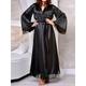 Women's Pajamas Robe Bathrobe Silk Robe Patchwork Fashion Comfort Soft Home Bed Wedding Party Satin Breathable V Wire Long Sleeve Fall Winter Black Wine