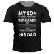 I 'M The Lucky One Because Get To His Dad T-Shirt Mens 3D Shirt For Father 'S Day Black Cotton Men'S Tee Slogan Shirts Graphic Letter Crew Neck Blue 3D Print Outdoor Casual Short Sleeve Clothing