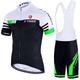 Men's Short Sleeve Cycling Jersey with Bib Shorts Summer Spandex Polyester Green Red Blue Stripes Bike Clothing Suit 3D Pad Breathable Quick Dry Reflective Strips Sports Stripes Mountain Bike MTB