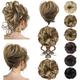 3PCS Messy Bun Hair Piece for Women Fake Hair Ponytail Extensions Clip in Human hair Hairpiece Curly Wavy Messy Synthetic Tousled Updo Bun Accessories Set for Women for Daily Wear