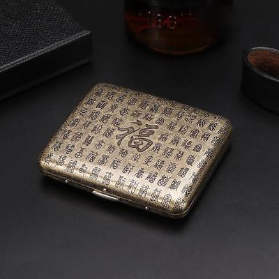 20 Sticks of Cigarette Case with Both Sides Open to Support Generation of Bronze Condensed Flower Metal Flip-top Carved Cigarette Case