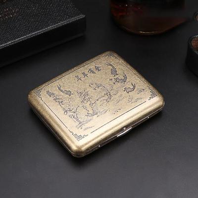 20 Sticks of Cigarette Case with Both Sides Open to Support Generation of Bronze Condensed Flower Metal Flip-top Carved Cigarette Case