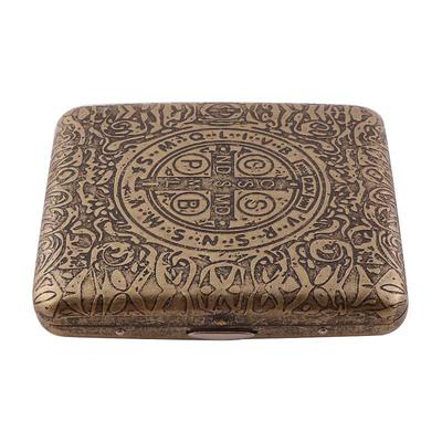 20 Sticks of Cigarette Case with Both Sides Open to Support Generation of Bronze Condensed Flower Metal Flip-top Carved Cigarette Case