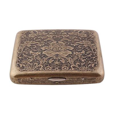 20 Sticks of Cigarette Case with Both Sides Open to Support Generation of Bronze Condensed Flower Metal Flip-top Carved Cigarette Case