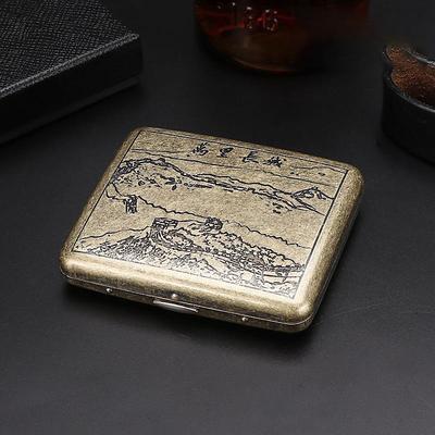 Vintage Cigarette Case with Both Sides Open to Support Generation of Bronze Condensed Flower Metal Flip-top Carved(Can Hold 20 Cigarette)