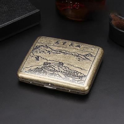 20 Sticks of Cigarette Case with Both Sides Open to Support Generation of Bronze Condensed Flower Metal Flip-top Carved Cigarette Case