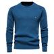 Men's Sweater Pullover Sweater Jumper Waffle Knit Cropped Knitted Solid Color Crew Neck Basic Stylish Outdoor Daily Clothing Apparel Winter Fall Blue Khaki S M L
