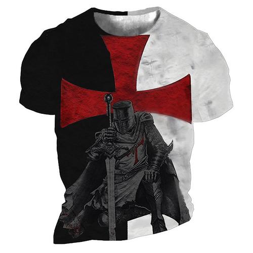 Men's Unisex Lion Graphic Prints Cross Shirt T shirt Tee Short Sleeve T shirt 3D Print Round Neck Shirt Designer Basic Big and Tall Casual Daily Black / Gray Gold Black Black Summer Clothing Apparel