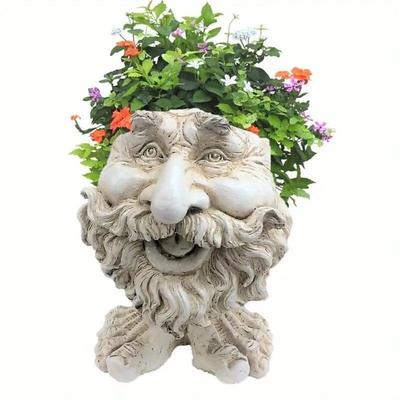 Face Planters, Muggle Head Planter Face Flower Pot Resin Garden Sculpture For Indoor Outdoor Plants, Unique Garden Pot Patio Decor