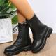 Women's Boots Combat Boots Plus Size Lace Up Boots Daily Solid Color Booties Ankle Boots Winter Lace-up Flat Heel Round Toe Gothic Casual Faux Leather Zipper Black White