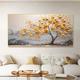 Hand painted Cherry Tree Oil Painting on Canvas Large handmade Textured gold tree oil painting Wall Art Abstract Blooming Tree Painting for Bedroom hotel Wall Decor Nature Art Decor