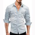 Men's Denim Shirt Light Grey Dark Gray Light Blue Long Sleeve Solid Colored Turndown Casual Daily Button-Down Clothing Apparel Fashion Casual Breathable Comfortable