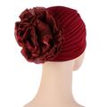 Female Stylish Indian Big Flower Solid Color Turban Hat Comfortable Women Muslim Pullover Hat African Head Wrap Hijab Cap Headwear