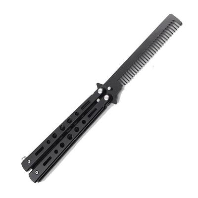 Foldable Comb Stainless Steel Practice Training Butterfly Knife Comb Beard Moustache Brushes Hairdressing Styling Tool