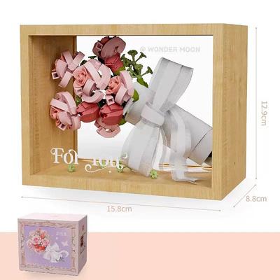 Women's Day Gifts lnlaid Building Blocks Light Flower Carriage Ornaments Building Toys Gift BoxValentine's Day Women's Day Mother's Day Gifts for Girls Mother's Day Gifts for MoM