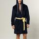 Men's Robe Bathrobe Bath Robe Pure Color Fashion Simple Plush Home Polyester Flannel Comfort Warm Hoodie Long Robe Belt Included Winter Black Royal Blue