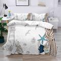 3D Bedding Summer Beach Ocean Marine Life print Print Duvet Cover Bedding Sets Comforter Cover with 1 print Print Duvet Cover or Coverlet,2 Pillowcases for Double/Queen/King