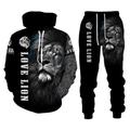 Personality Animal Cool Lion 3D All Over Print Tracksuits Men Hoodie Pants 2 Pcs Set Sport Suits 14182 6XL