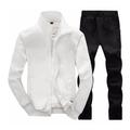 Men's Tracksuit Sweatsuit 2 Piece Full Zip Street Winter Long Sleeve Thermal Warm Breathable Moisture Wicking Fitness Running Active Training Sportswear Activewear Solid Colored White Black Light Grey