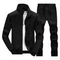 Men's Tracksuit Sweatsuit 2 Piece Full Zip Street Winter Long Sleeve Thermal Warm Breathable Moisture Wicking Fitness Running Active Training Sportswear Activewear Solid Colored White Black Light Grey