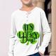 St. Patrick Boys 3D Four Leaf Clover Henley Shirt Long Sleeve 3D Print Spring Fall Sports Fashion Streetwear Polyester Kids 3-12 Years Crew Neck Outdoor Casual Daily Regular Fit