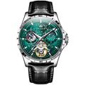 OLEVS 6689 Men's Automatic Watch Skeleton Multifunctional Starry Sky Stainless Steel Leather Watchband Luxury Dress WristWatch