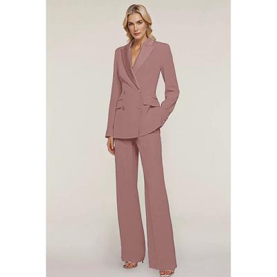 Pantsuit Mother of the Bride Tuxedo Wedding Guest Elegant Shirt Collar Ankle Length Stretch Chiffon Long Sleeve with Buttons Solid Color 2025 free custom size
