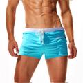 Men's Swimwear Swim Trunks Boxer Swim Shorts Lace up with Mesh lining Solid Colored Tropical Quick Dry Holiday Swimming Pool Sporty Basic Slim Light Blue Black