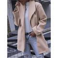 Women's Winter Long Coat Overcoat Fall Open Front Pea Coat Over Sized Windproof Warm Trench Coat Modern Style Casual Trendy Jacket Long Sleeve Black White Red Outerwear