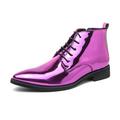 Men's Boots Dress Shoes Metallic Shoes Business Wedding Party Evening Patent Leather Comfortable Slip Resistant Booties / Ankle Boots Lace-up Black Fuchsia Green Spring Fall