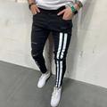 Men's Jeans Trousers Denim Pants Pocket Stripe Comfort Breathable Outdoor Daily Going out Fashion Casual Black Blue