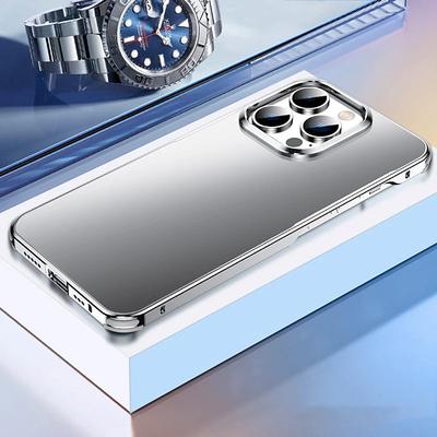 Phone Case For iPhone 15 14 Pro Max Case Metal Aluminium Alloy Ultra thin frosting Protective iphone 15 Pro Original Color Phone back Cover