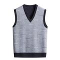 Men's Sweater Vest Knitwear Pullover Chunky Knit Regular Knitted Plaid V Neck Keep Warm Modern Contemporary Daily Wear Going out Clothing Apparel Fall Winter Black White M L XL