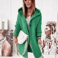 Women's Cardigan Sweater Jumper Knit Button Knitted Solid Color Hooded Stylish Casual Daily Weekend Winter Fall Green Pink S M L / Long Sleeve / Regular Fit