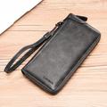 Men's Wallet PU Leather Shopping Daily Zipper Lightweight Durable Solid Color Dark Brown Black Brown