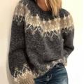 Women's Pullover Sweater Jumper Crew Neck Chunky Knit Knitted Drop Shoulder Fall Winter Daily Holiday Going out Vintage Style Casual Long Sleeve Geometric Black Wine Blue S M L