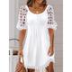 Women's White Dress Lace Dress Casual Dress Mini Dress Contrast Lace Lace Date Vacation Going out Active Fashion Crew Neck Short Sleeve 2023 Regular Fit White Color S M L XL XXL Size