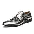 Men's Oxfords Derby Shoes Brogue Dress Shoes Metallic Shoes Punk Business British Gentleman Wedding Office Career Party Evening PU Lace-up Silver Gold Leopard Spring Fall