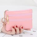 1 Pcs Women Men Leather Coin Purse Card Wallet Clutch Double Zipper Mini Change Bag