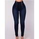 Women's Jeans Pants Plus Size Curve Trousers Leggings Full Length Cotton Micro-elastic High Waist Fashion Streetwear Street Daily Black Dark Blue S M Fall Winter