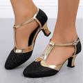 Women's Sandals Glitter Crystal Sequined Jeweled Plus Size Ankle Strap Heels Party Daily Solid Color High Heel Pointed Toe Elegant Vintage Fashion PU Silver mid-heel Gold mid-heel Gold low-heel