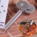 Stainless Steel Pizza Cutter Double Roller Pizza Knife Cutter Pastry Pasta Dough Crimper Baking Kitchen Cooking Tools