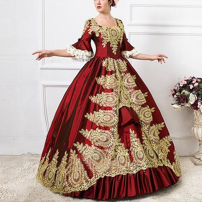 Rococo Victorian 18th Century Prom Dress Floor Length Women's Vintage Ball Gown Plus Size Normal Halloween Carnival Masquerade Party Prom Wedding Party Adults Dress All Seasons